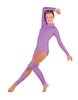 Solid Lycra LS TNeck Open Back Unitard with Cutouts