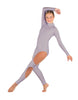 Solid Lycra LS TNeck Open Back Unitard with Cutouts