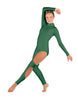 Solid Lycra LS TNeck Open Back Unitard with Cutouts