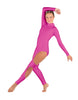 Solid Lycra LS TNeck Open Back Unitard with Cutouts