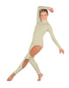 Solid Lycra LS TNeck Open Back Unitard with Cutouts
