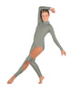 Solid Lycra LS TNeck Open Back Unitard with Cutouts