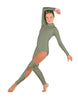 Solid Lycra LS TNeck Open Back Unitard with Cutouts