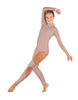 Solid Lycra LS TNeck Open Back Unitard with Cutouts