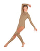 Solid Lycra LS TNeck Open Back Unitard with Cutouts