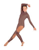 Solid Lycra LS TNeck Open Back Unitard with Cutouts