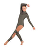 Solid Lycra LS TNeck Open Back Unitard with Cutouts
