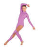 Solid Lycra LS TNeck Open Back Unitard with Cutouts
