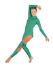 Solid Lycra LS TNeck Open Back Unitard with Cutouts