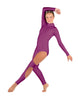Solid Lycra LS TNeck Open Back Unitard with Cutouts