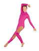 Solid Lycra LS TNeck Open Back Unitard with Cutouts