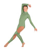 Solid Lycra LS TNeck Open Back Unitard with Cutouts