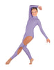 Solid Lycra LS TNeck Open Back Unitard with Cutouts