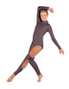 Solid Lycra LS TNeck Open Back Unitard with Cutouts