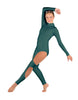 Solid Lycra LS TNeck Open Back Unitard with Cutouts