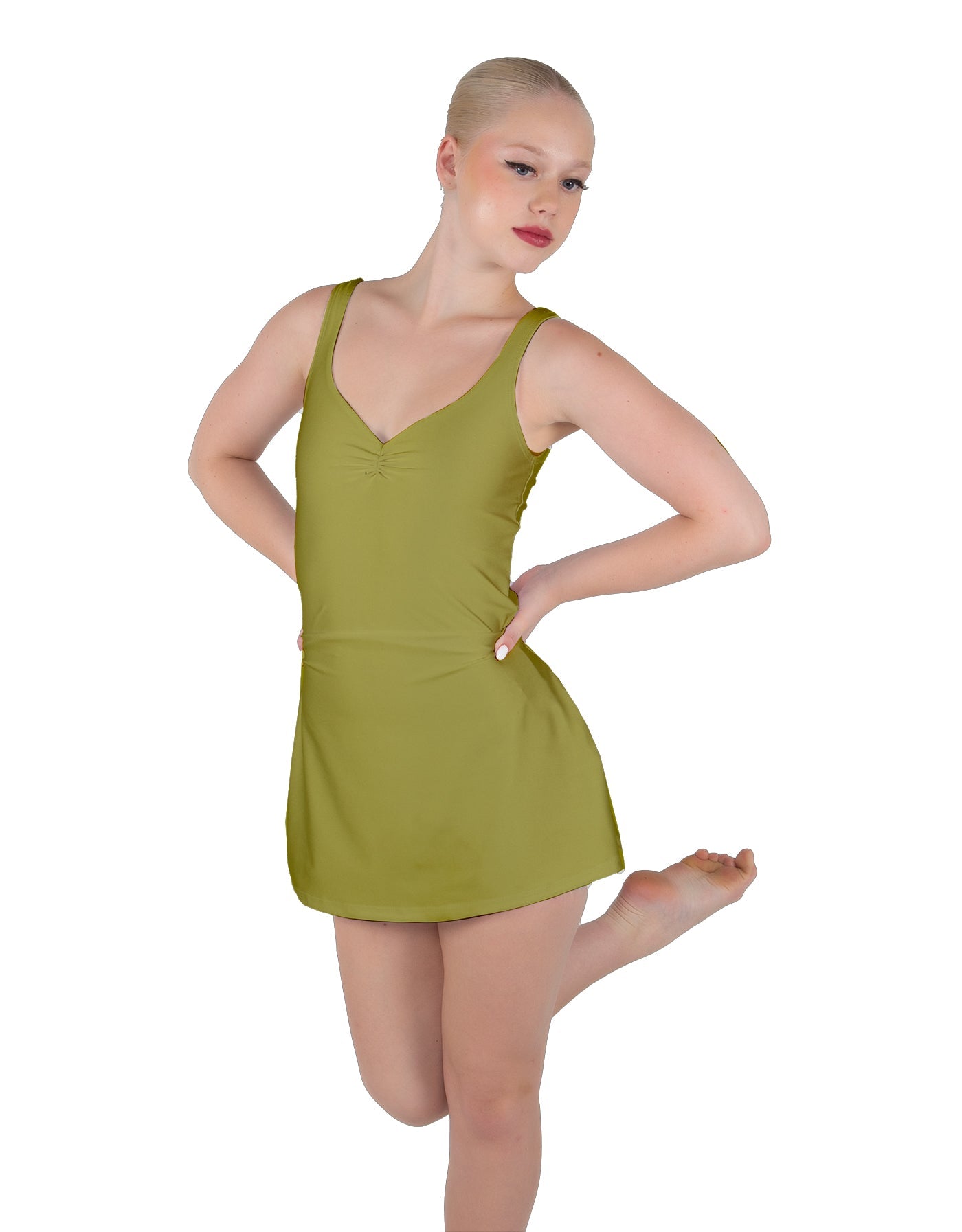 Solid Lycra Align Strap Dress with Pocket Shorts