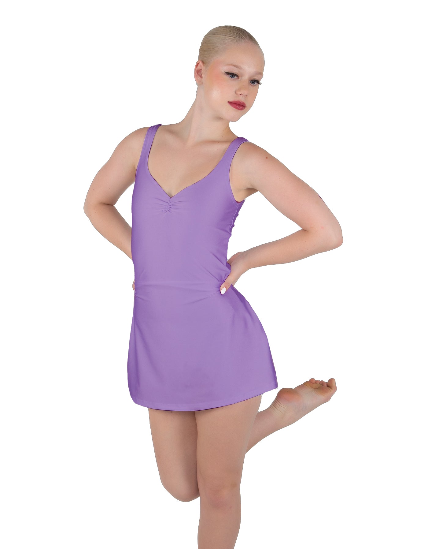 Solid Lycra Align Strap Dress with Pocket Shorts