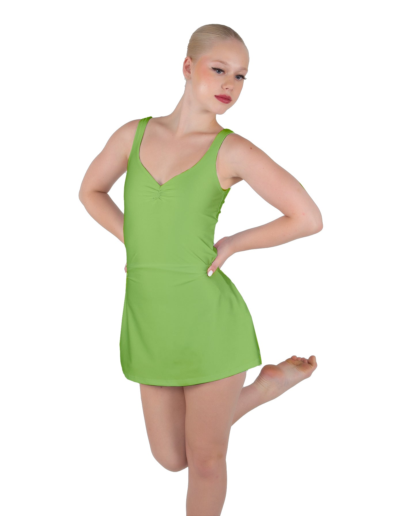 Solid Lycra Align Strap Dress with Pocket Shorts