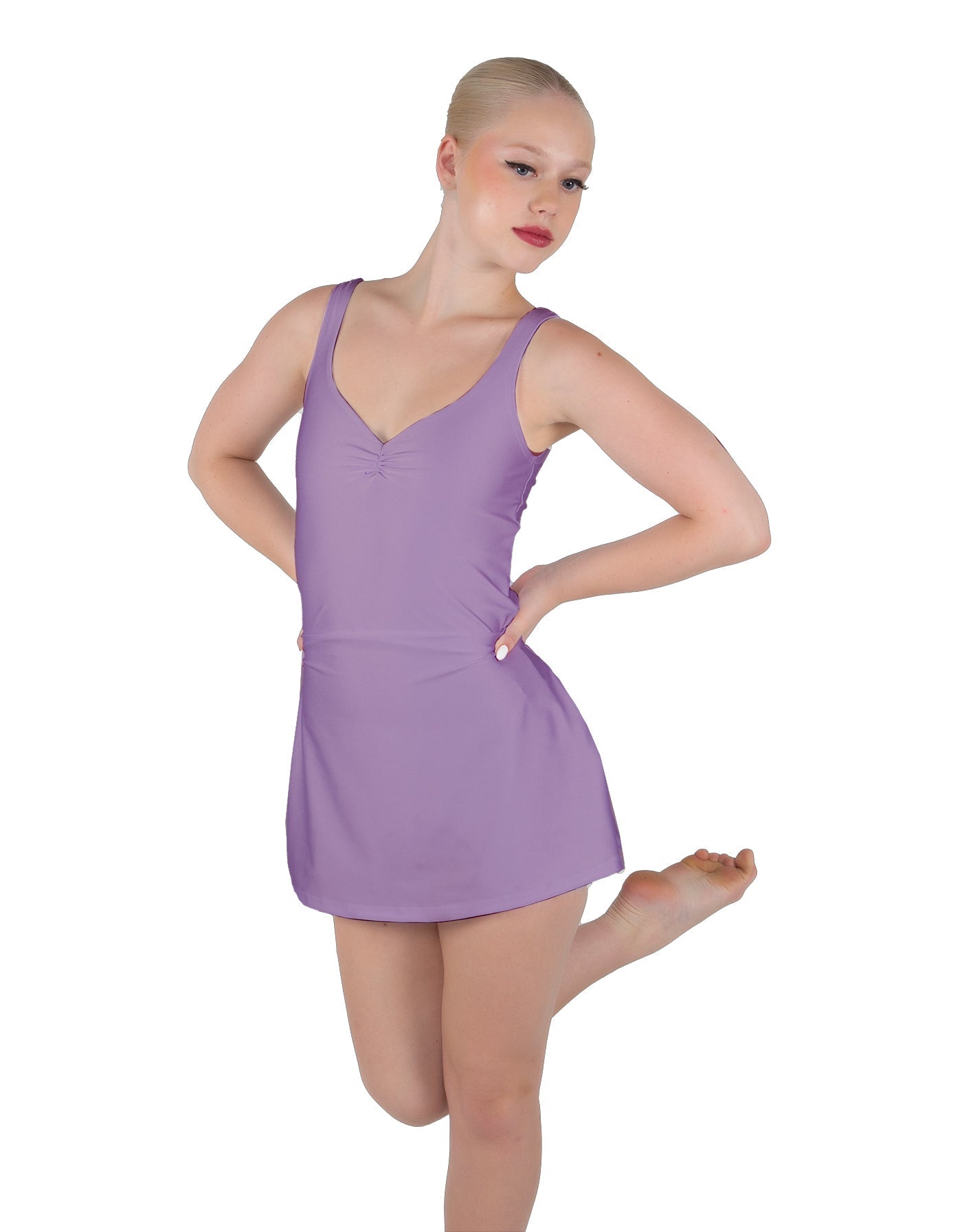 Solid Lycra Align Strap Dress with Pocket Shorts
