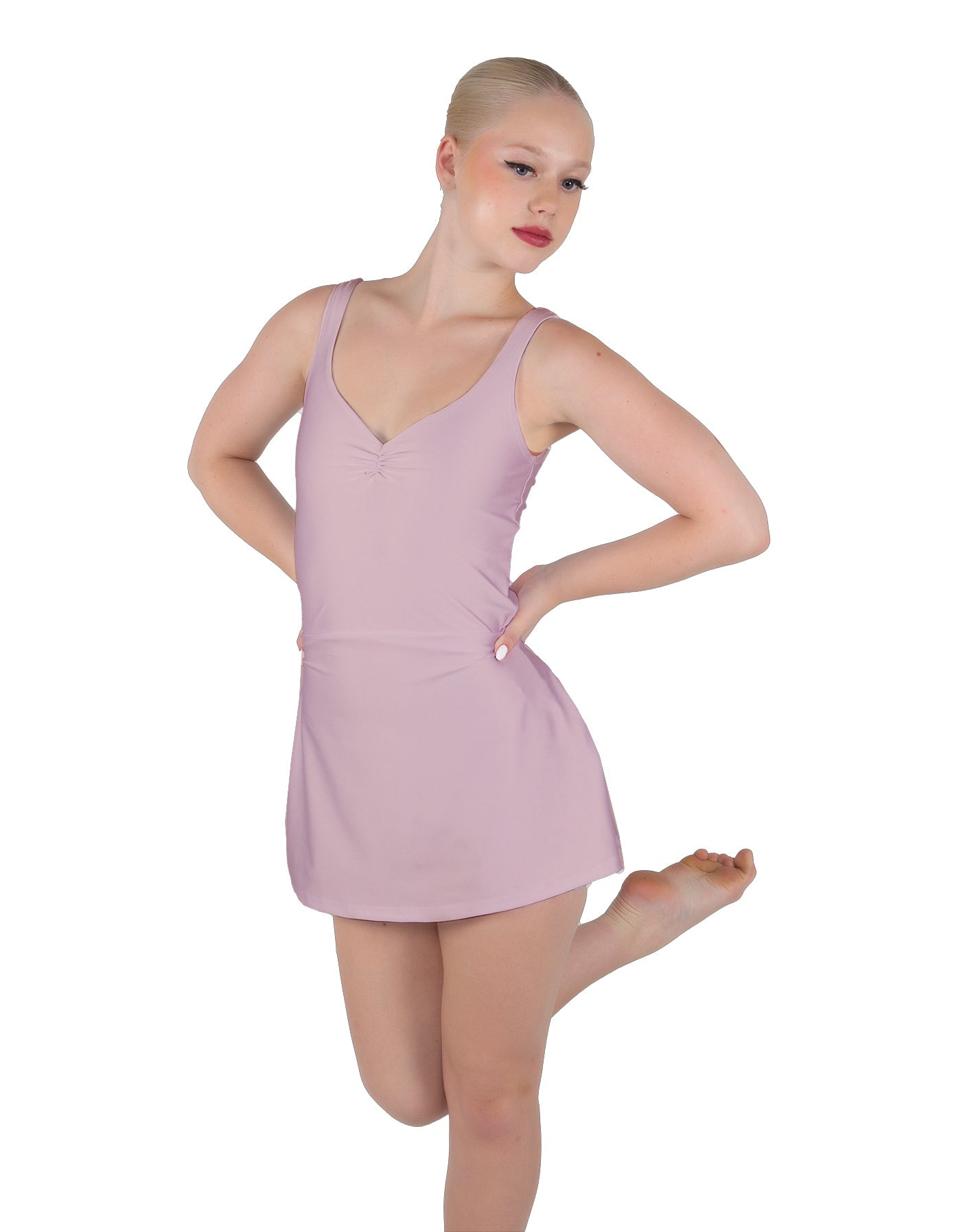 Solid Lycra Align Strap Dress with Pocket Shorts
