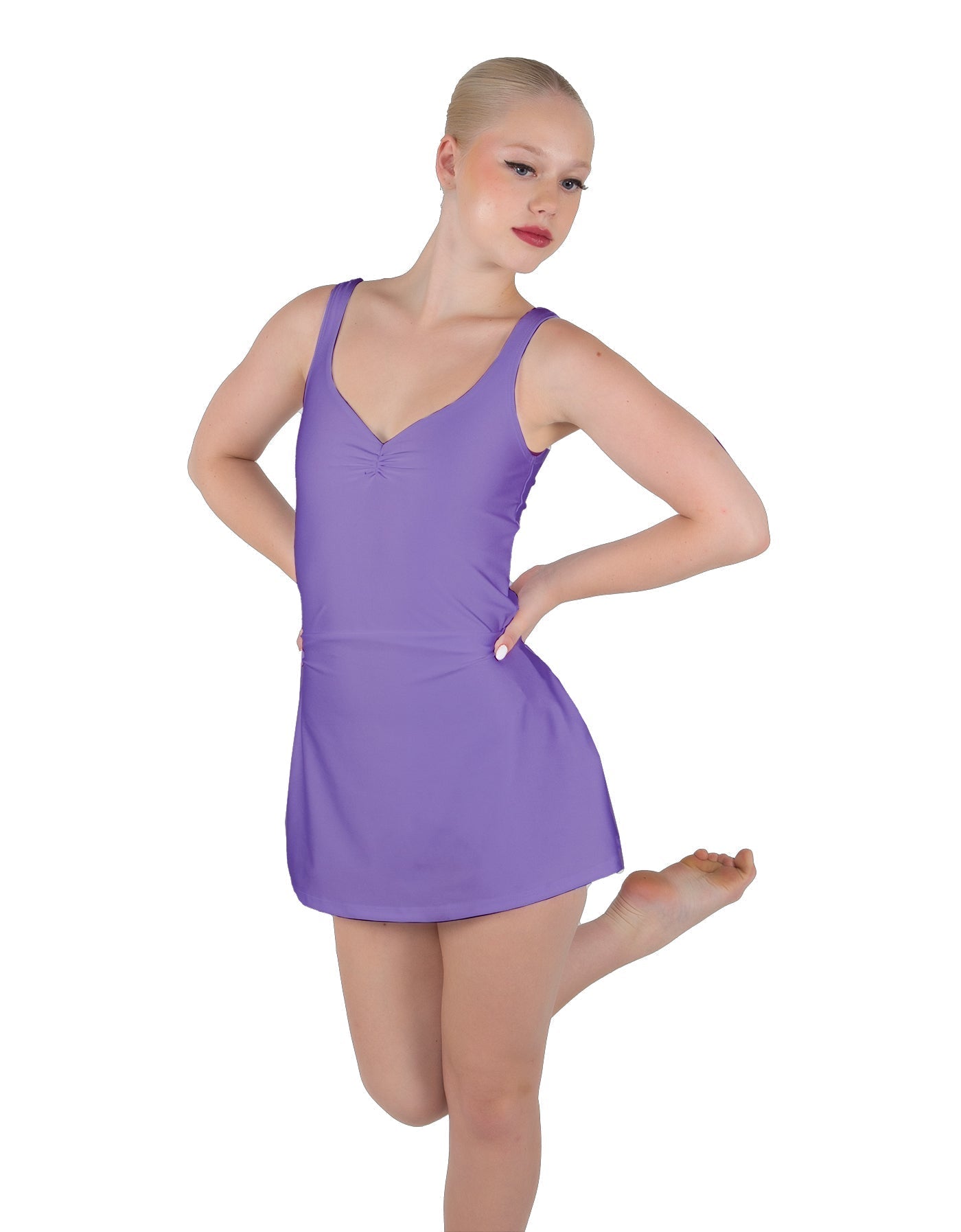Solid Lycra Align Strap Dress with Pocket Shorts