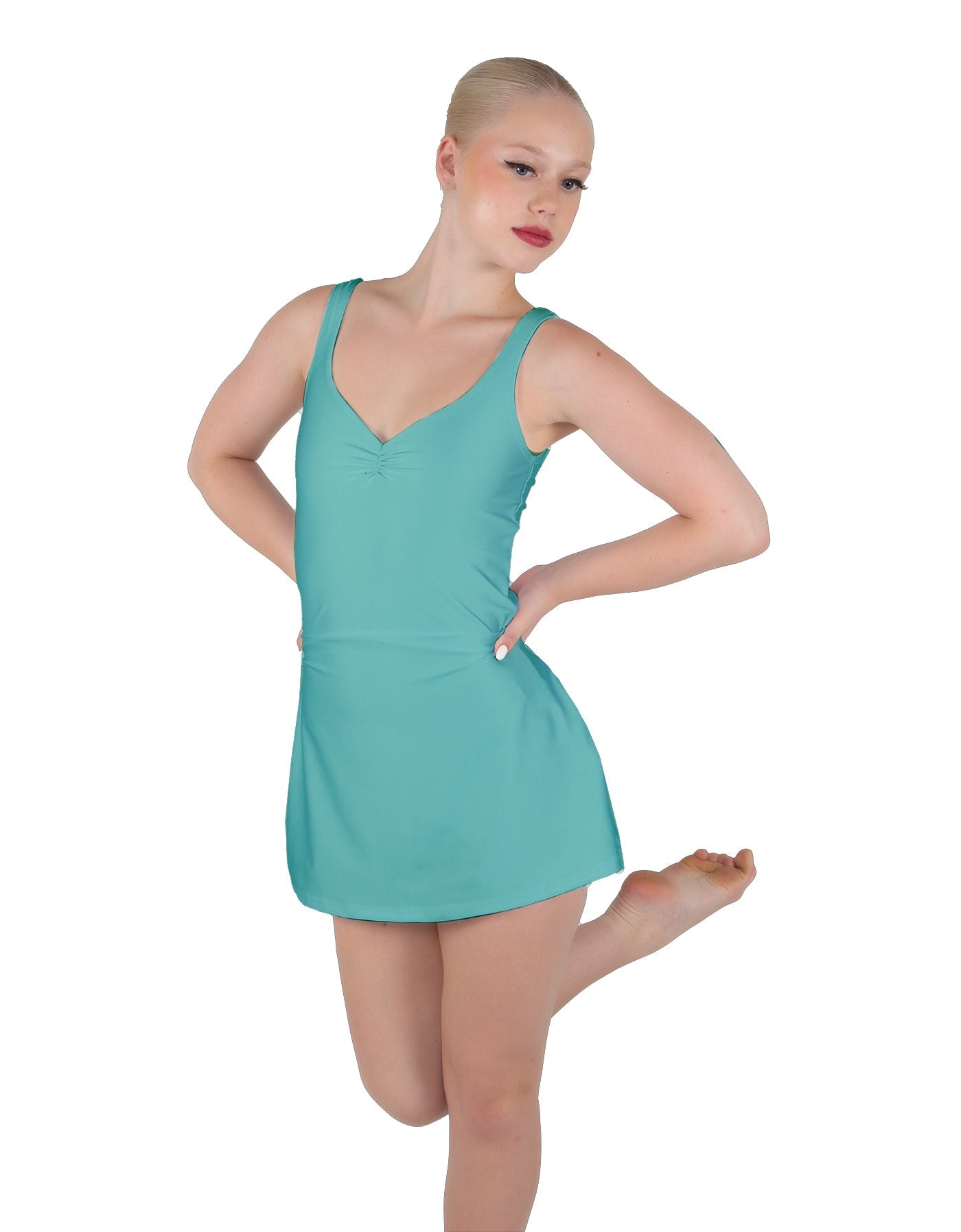 Solid Lycra Align Strap Dress with Pocket Shorts