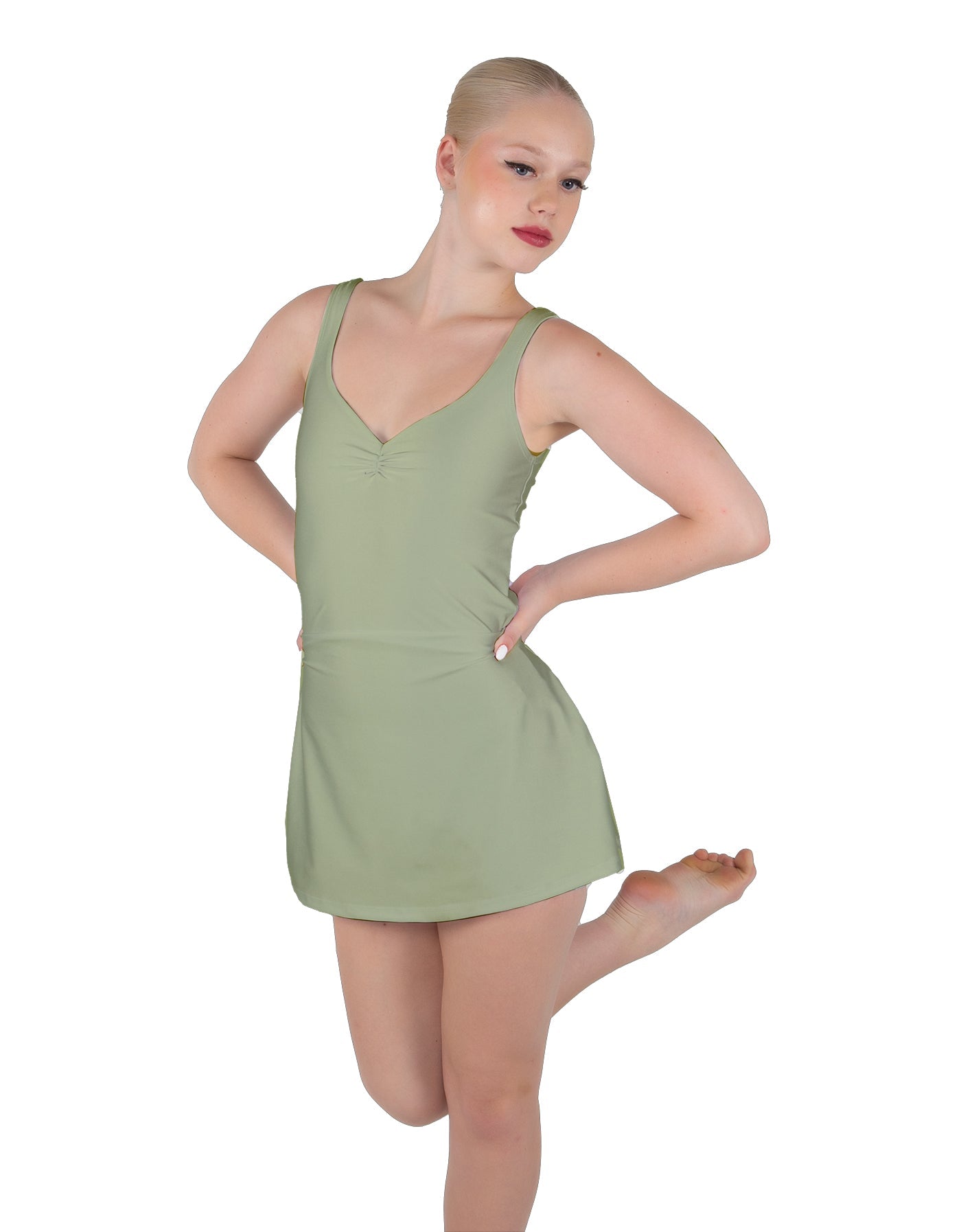 Solid Lycra Align Strap Dress with Pocket Shorts