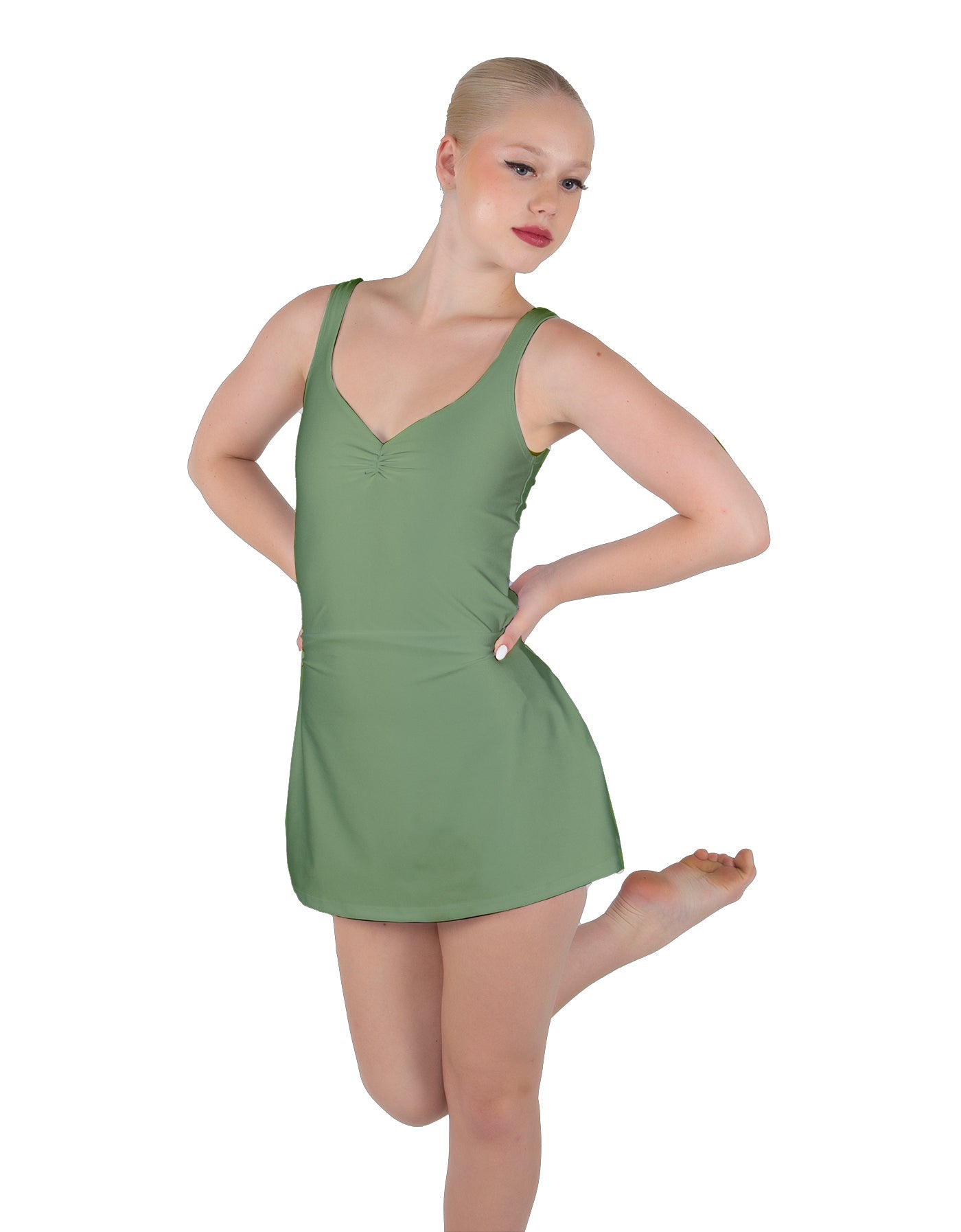 Solid Lycra Align Strap Dress with Pocket Shorts