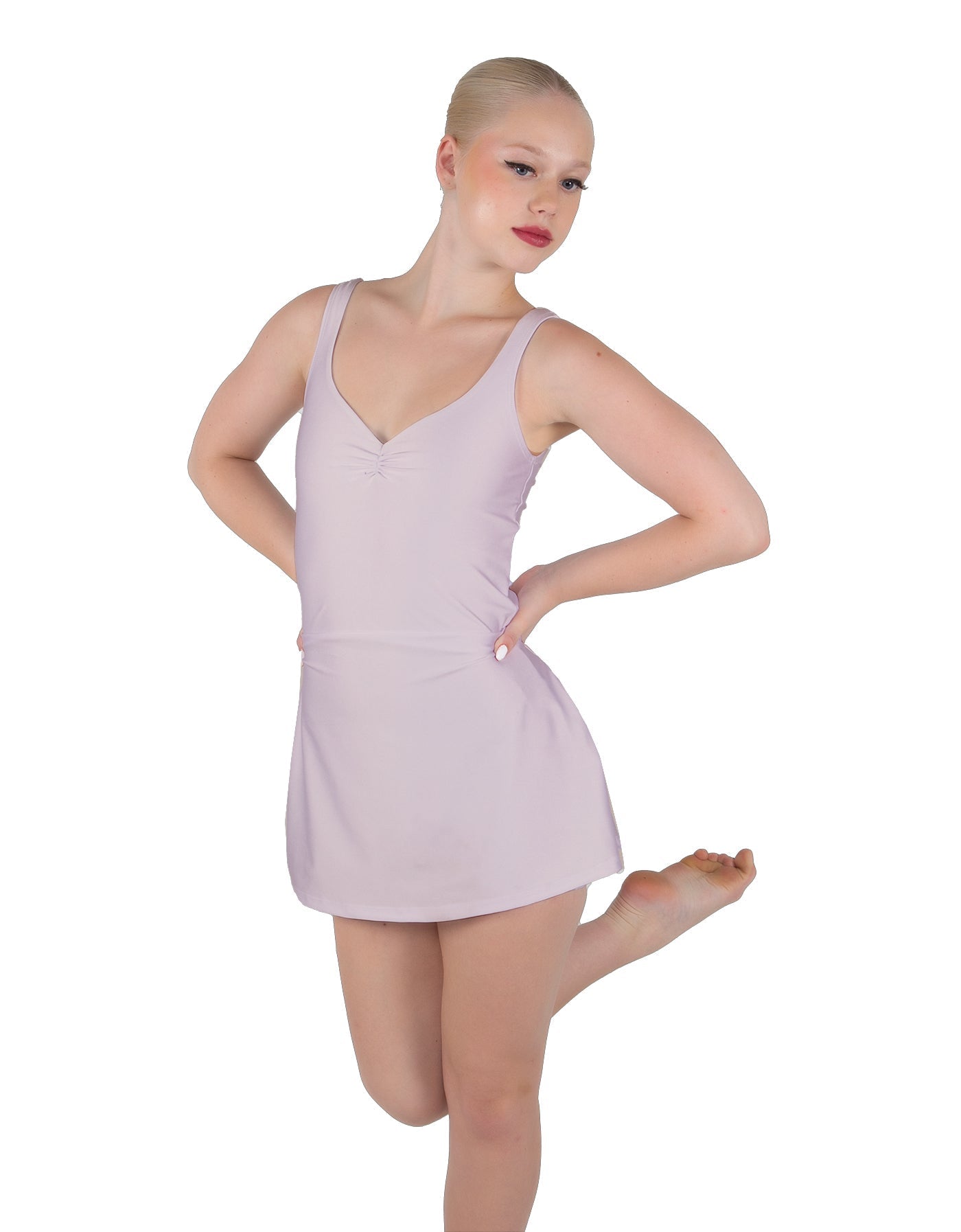 Solid Lycra Align Strap Dress with Pocket Shorts