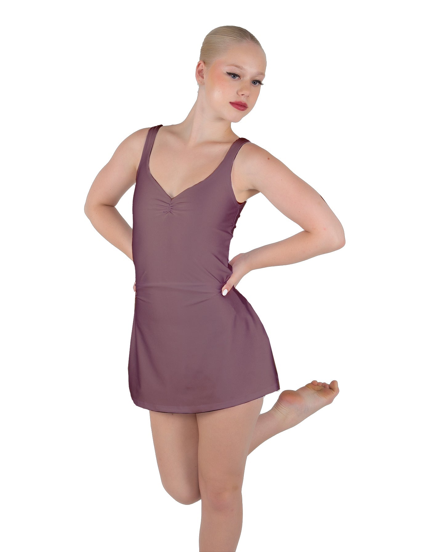 Solid Lycra Align Strap Dress with Pocket Shorts