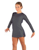 Solid Lycra LS Round Neck Dress with Open Back and Side Slits w/attached shorts