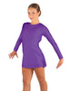 Solid Lycra LS Round Neck Dress with Open Back and Side Slits w/attached shorts