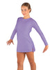 Solid Lycra LS Round Neck Dress with Open Back and Side Slits w/attached shorts
