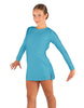 Solid Lycra LS Round Neck Dress with Open Back and Side Slits w/attached shorts