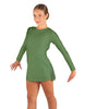Solid Lycra LS Round Neck Dress with Open Back and Side Slits w/attached shorts