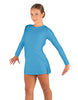 Solid Lycra LS Round Neck Dress with Open Back and Side Slits w/attached shorts