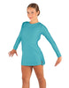 Solid Lycra LS Round Neck Dress with Open Back and Side Slits w/attached shorts