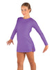 Solid Lycra LS Round Neck Dress with Open Back and Side Slits w/attached shorts