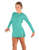 Solid Lycra LS Round Neck Dress with Open Back and Side Slits w/attached shorts