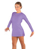 Solid Lycra LS Round Neck Dress with Open Back and Side Slits w/attached shorts