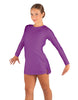 Solid Lycra LS Round Neck Dress with Open Back and Side Slits w/attached shorts