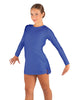 Solid Lycra LS Round Neck Dress with Open Back and Side Slits w/attached shorts