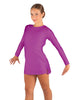 Solid Lycra LS Round Neck Dress with Open Back and Side Slits w/attached shorts