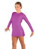Solid Lycra LS Round Neck Dress with Open Back and Side Slits w/attached shorts