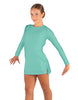 Solid Lycra LS Round Neck Dress with Open Back and Side Slits w/attached shorts