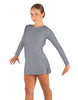 Solid Lycra LS Round Neck Dress with Open Back and Side Slits w/attached shorts
