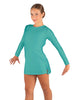 Solid Lycra LS Round Neck Dress with Open Back and Side Slits w/attached shorts
