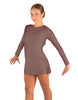 Solid Lycra LS Round Neck Dress with Open Back and Side Slits w/attached shorts