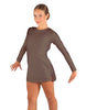 Solid Lycra LS Round Neck Dress with Open Back and Side Slits w/attached shorts
