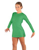 Solid Lycra LS Round Neck Dress with Open Back and Side Slits w/attached shorts